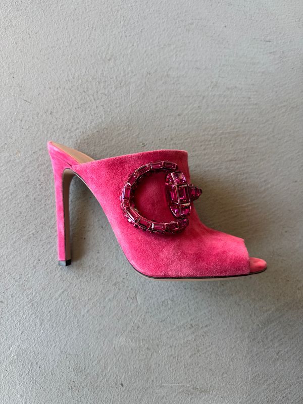 Hot Pink Gucci Embellished Horsebit Mule, 38.5 –
