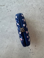 Oscar de la Renta Designer Bags N/S Blue/Pink Embroidered Clutch