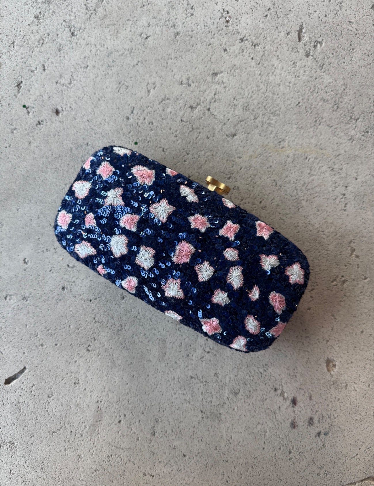 Pink Embroidered Clutch