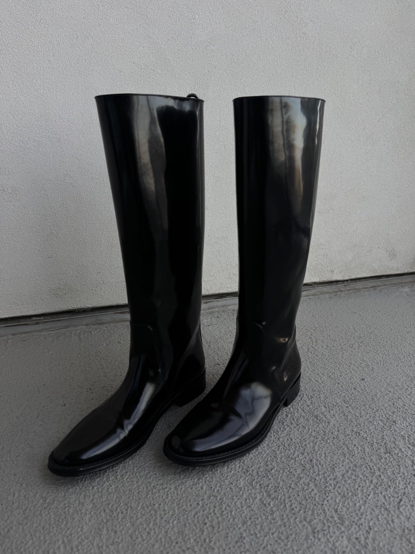 Saint Laurent Shoes 39 Black Patent Leather Riding Boots