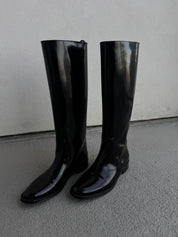 Saint Laurent Shoes 39 Black Patent Leather Riding Boots