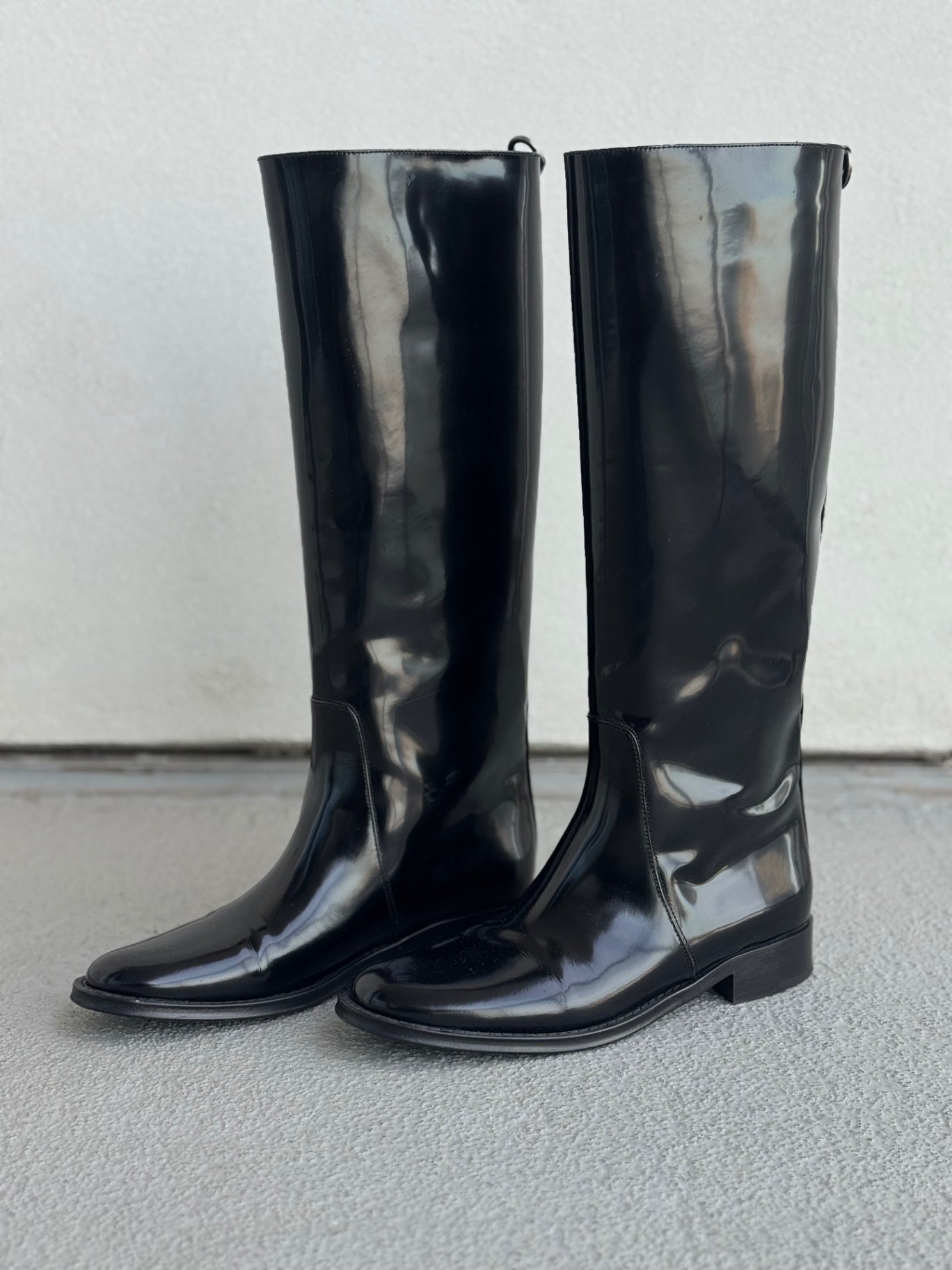 Saint Laurent Shoes 39 Black Patent Leather Riding Boots