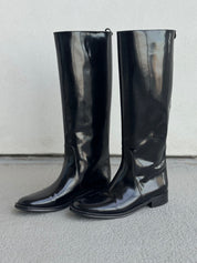 Saint Laurent Shoes 39 Black Patent Leather Riding Boots