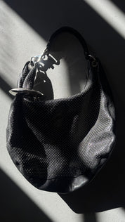 Jimmy Choo Black Hobo Handbag w/Studs and Large Cuff