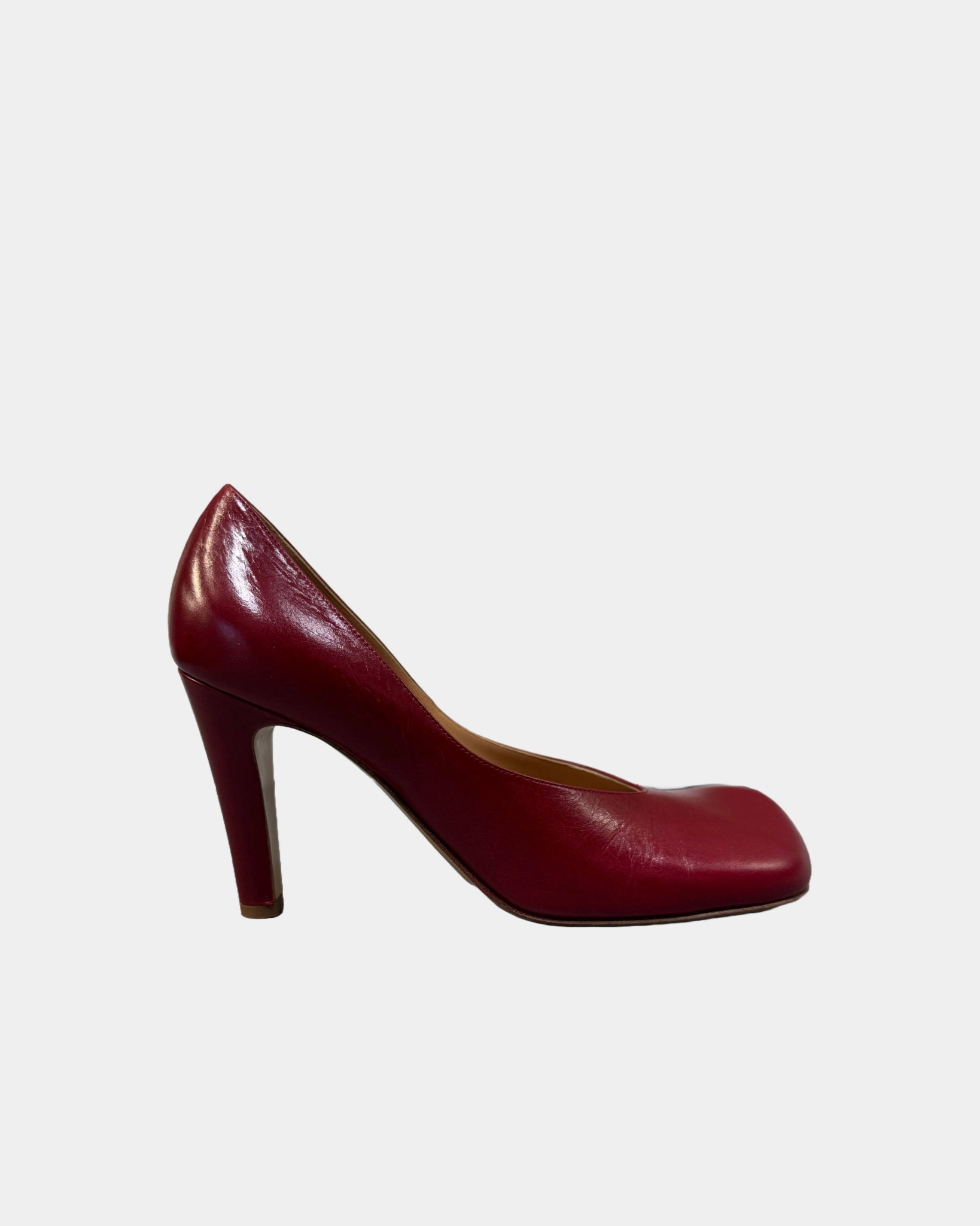 Red Bottega Veneta Square Toe Heel, 39