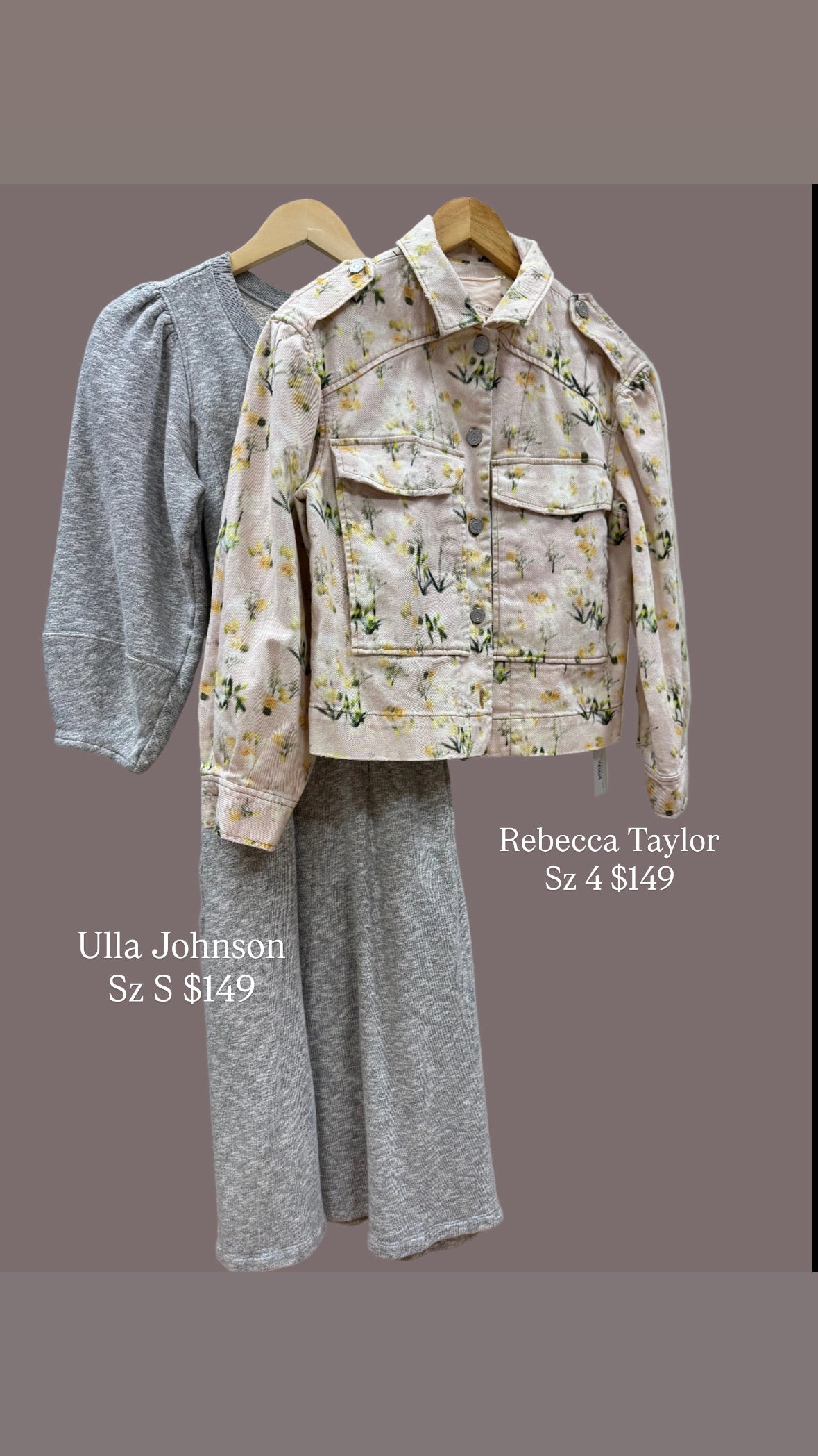 Rebecca Taylor Floral Print Denim Jacket sz S