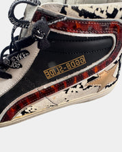 Black/White Golden Goose High Top Snake Embossed Sneaker, 39